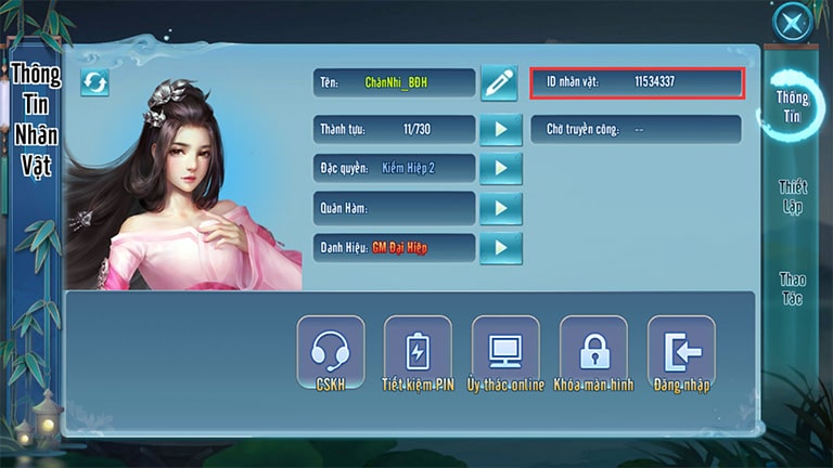 Cách lấy ID nhân vật VLTKM